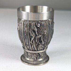 Vintage small Artina SKS Pewter Weinlese pattern Cordial glass, Small Medieval